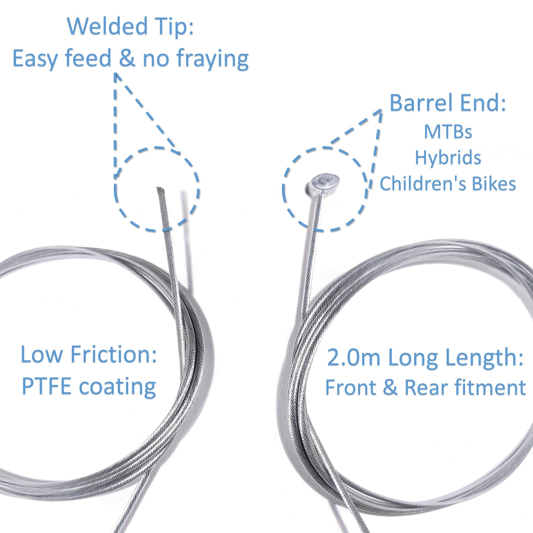 Brake Cable (Barrel End) For Bikes & Cycles