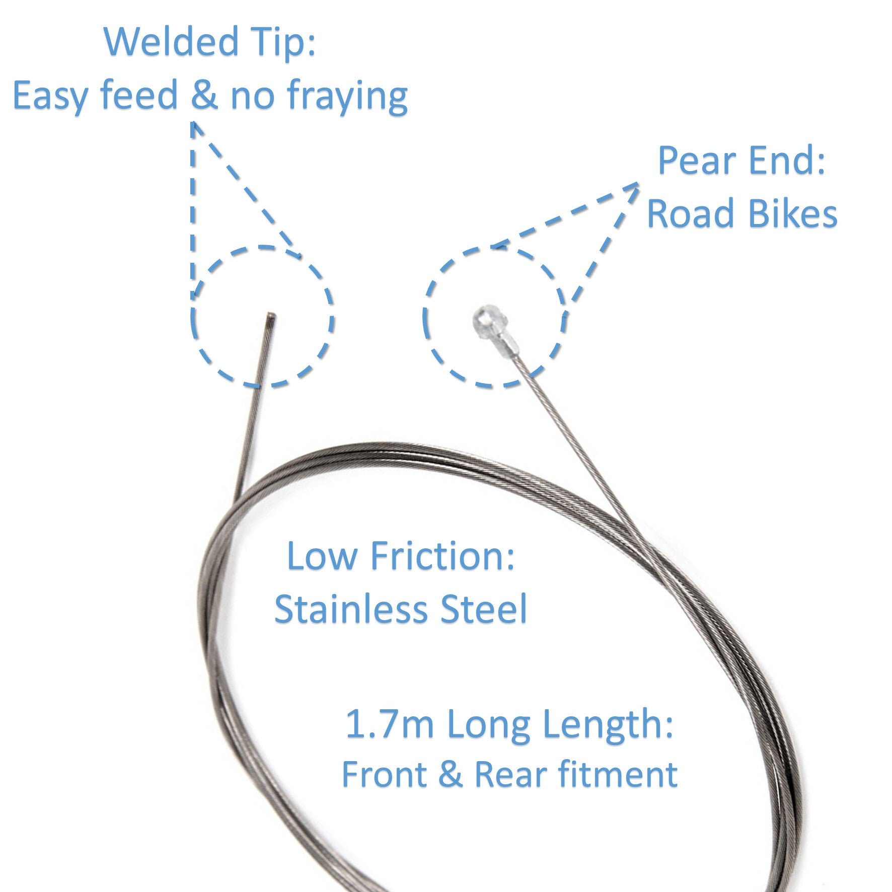 Stainless Steel Brake Cable (Pear End) For Road Bikes & Cycles