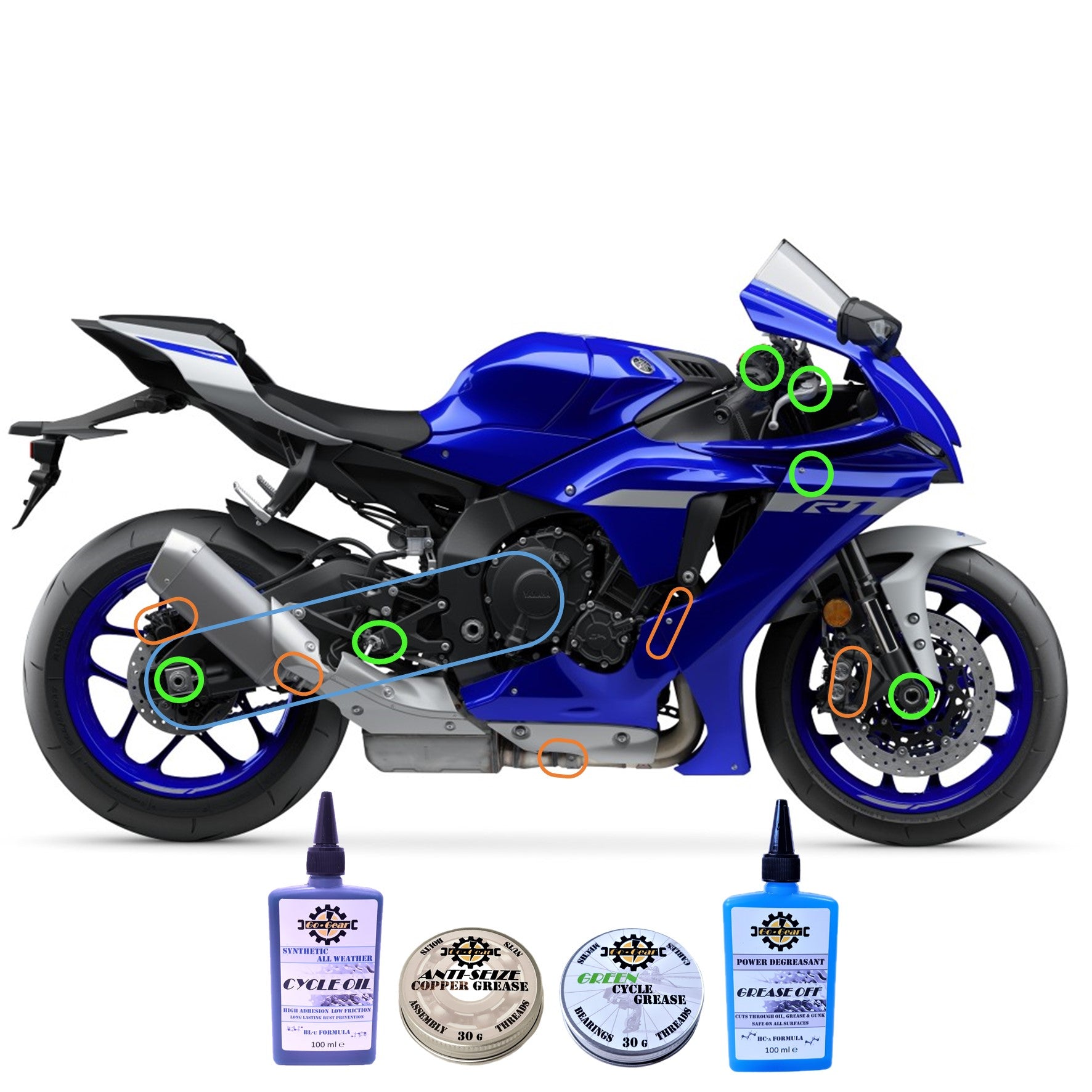 Cycle Care Kit (4 pc Set Includes Oil, Degreaser, Grease)